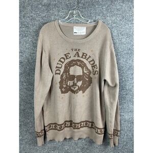Ripple Junction Big Lebowski Sweater Men Large Tan The Dude Abides Graphic